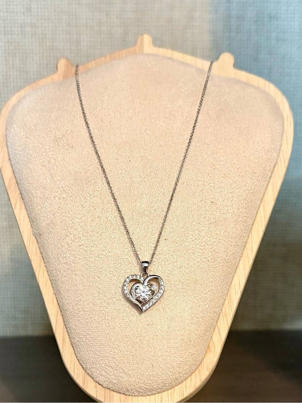 Moissenite Solid Sterling Silver 1 ct. Heart Pendant Necklace